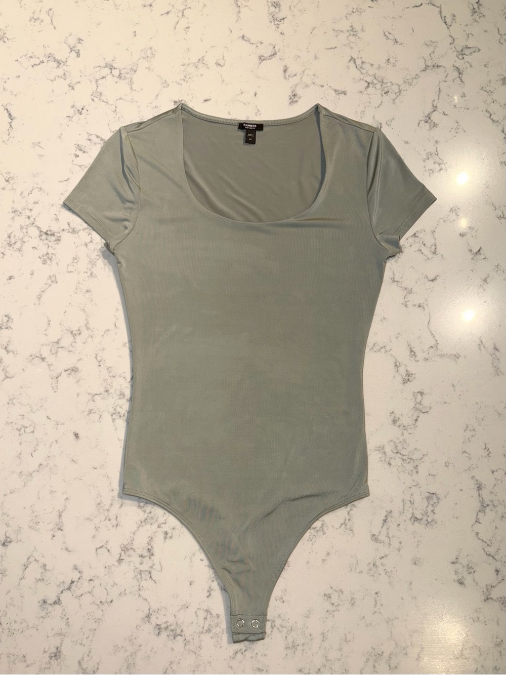 Express Body Contour Scoop Neck Short Sleeve Bodysuit Sage Green- XS